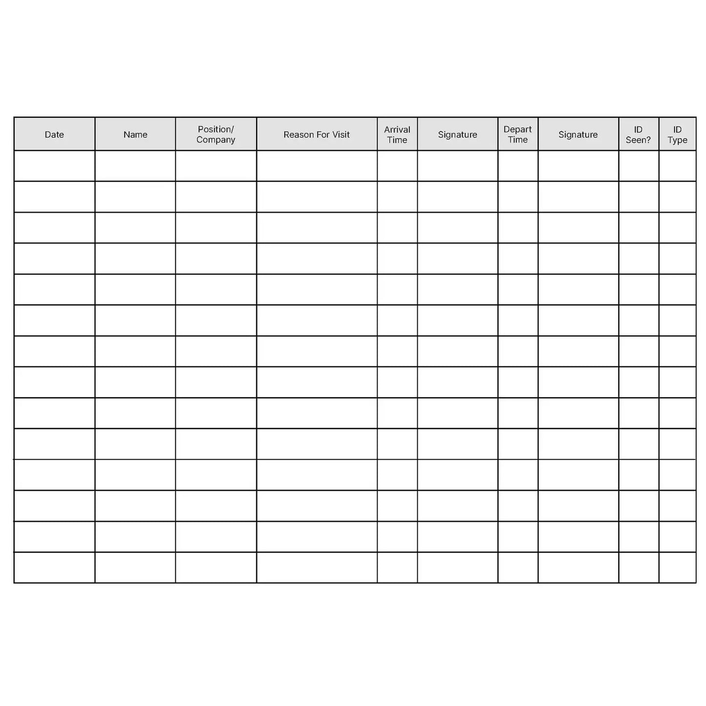 Visitor Record Book Black