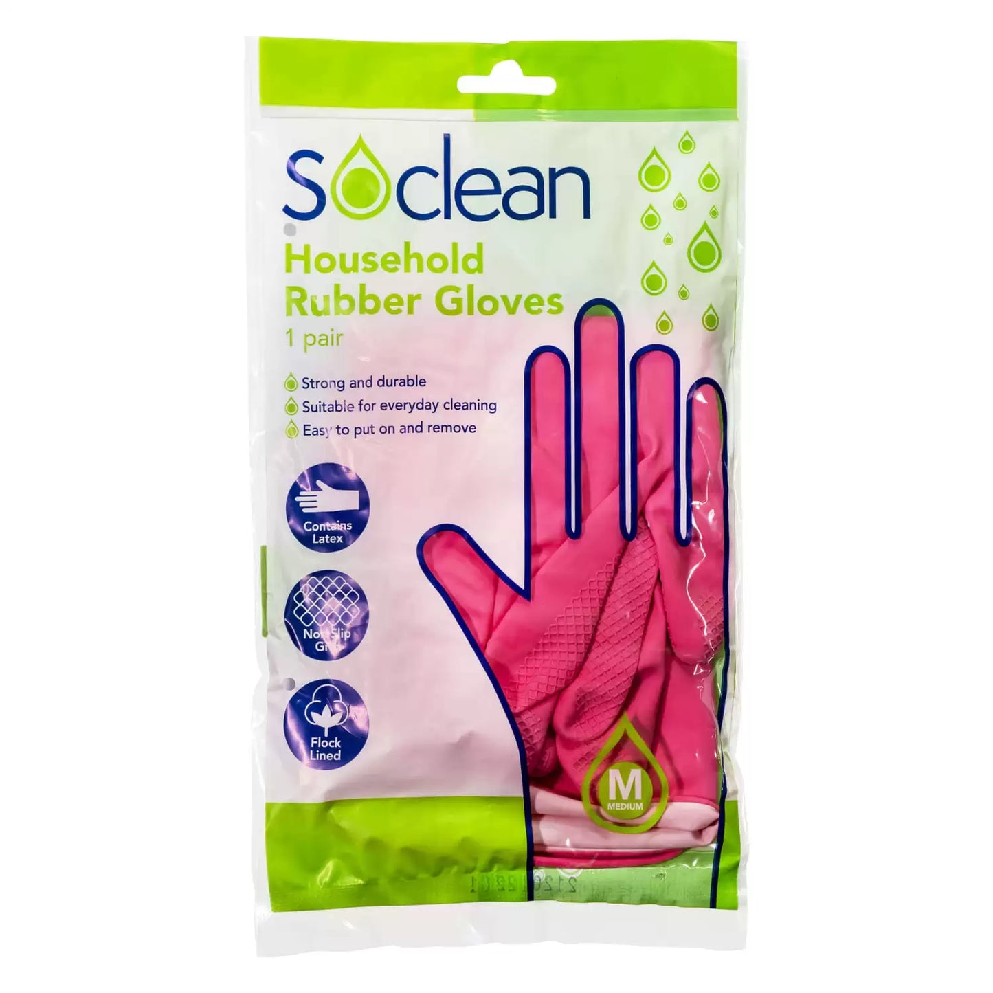 Soclean Household Rubber Gloves Pink 10 Pairs