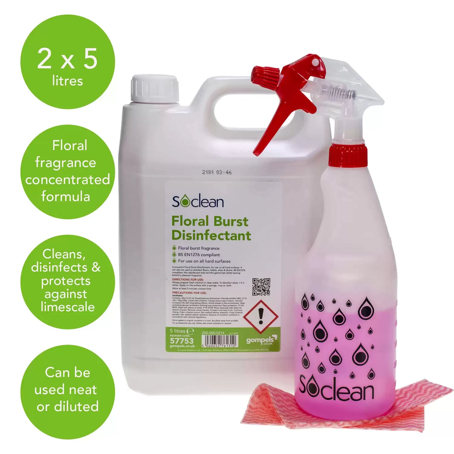 Soclean Floral Burst Disinfectant 5 Litre 2 Pack