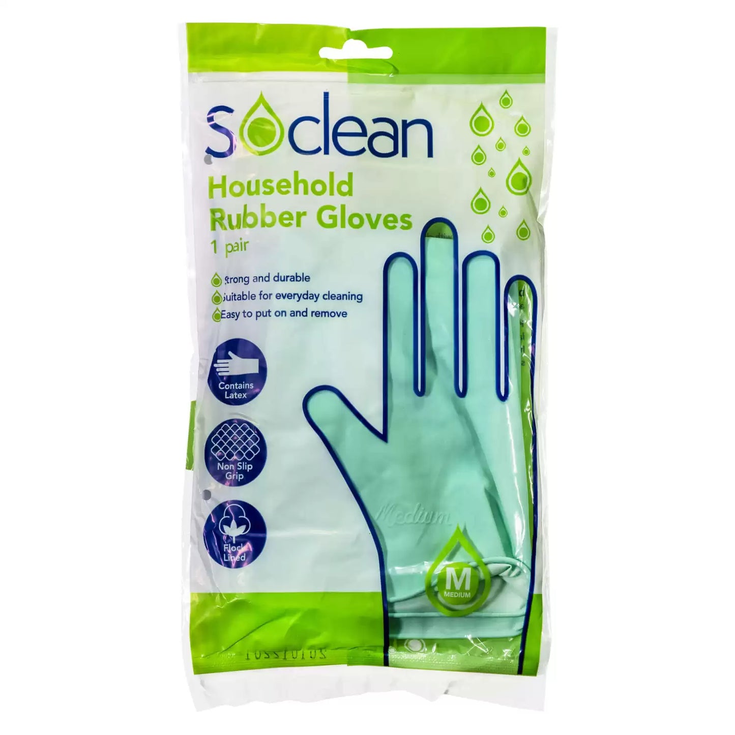 Soclean Household Rubber Gloves Green 10 Pairs