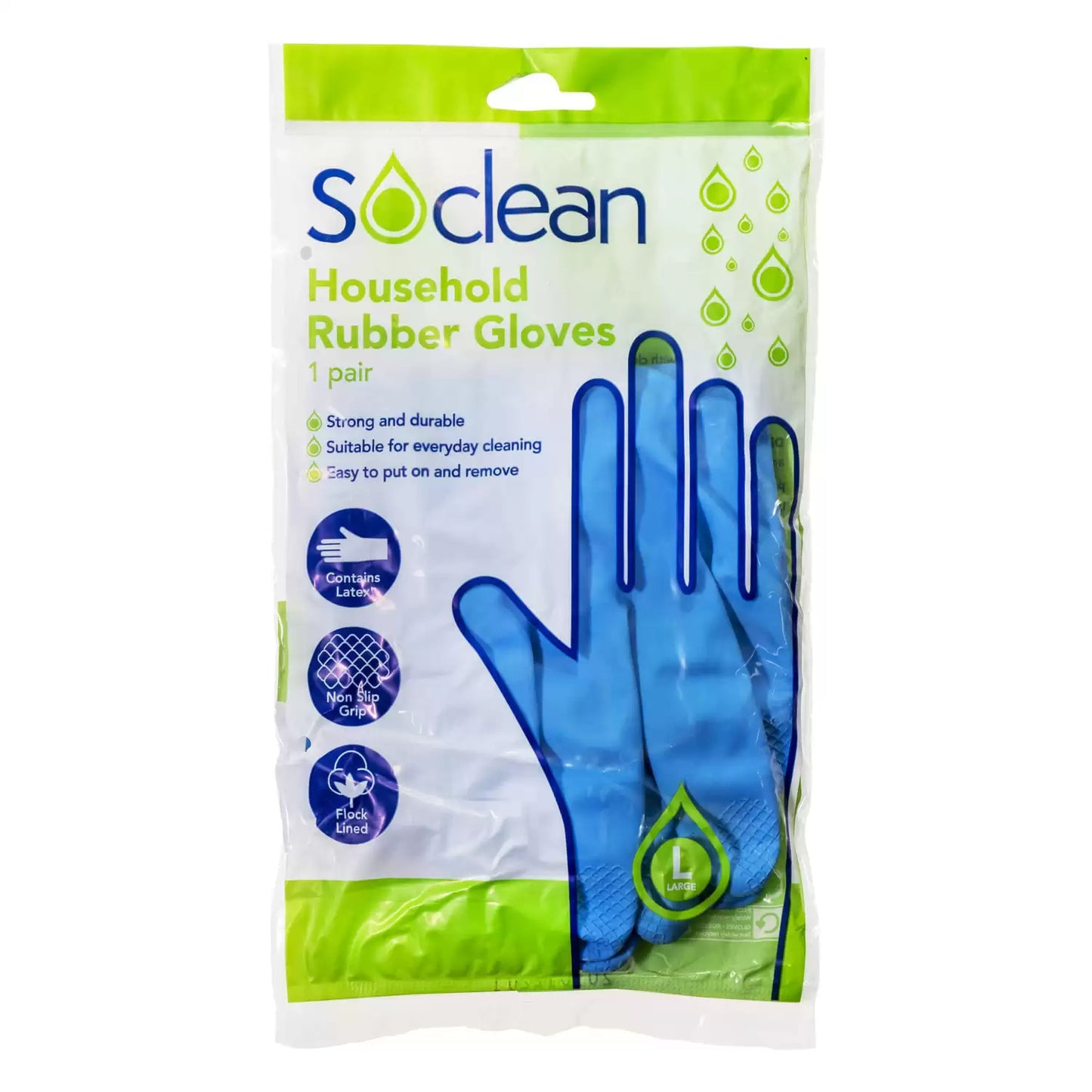 Soclean Household Rubber Gloves Blue 10 Pairs