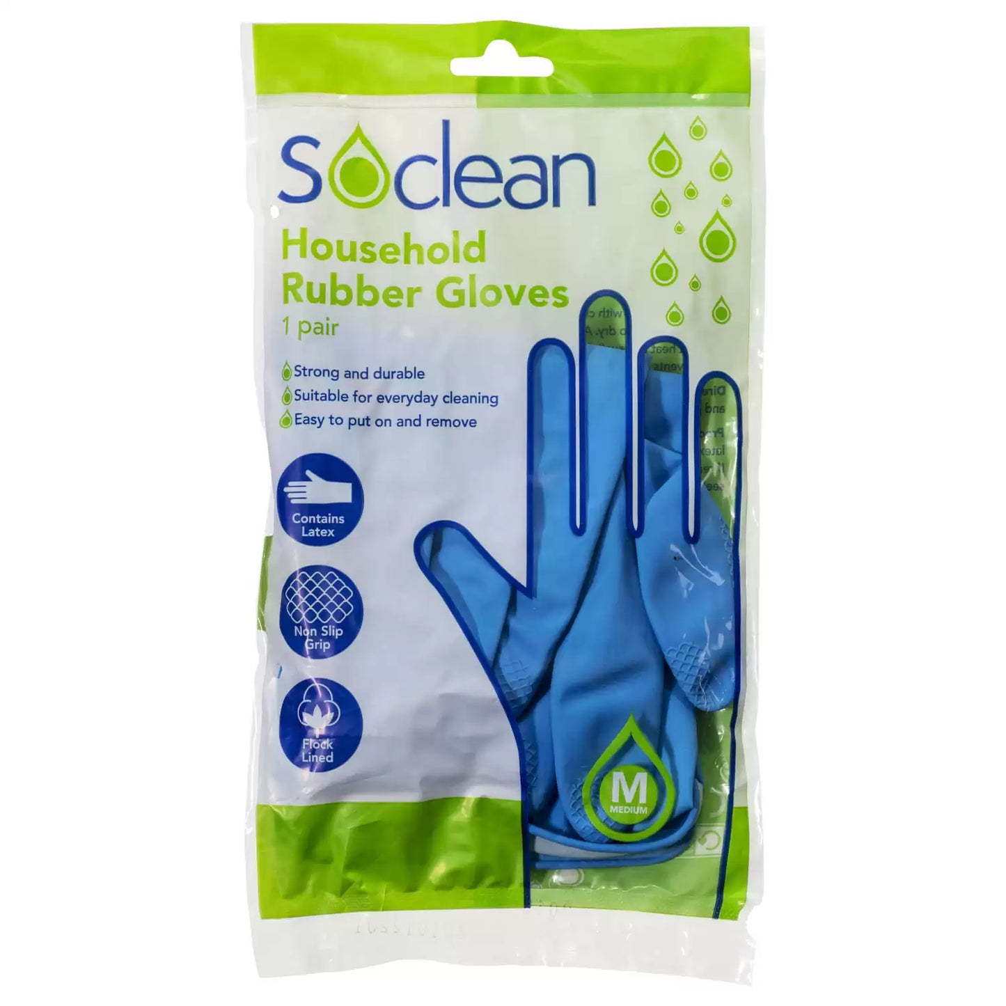 Soclean Household Rubber Gloves Blue 10 Pairs