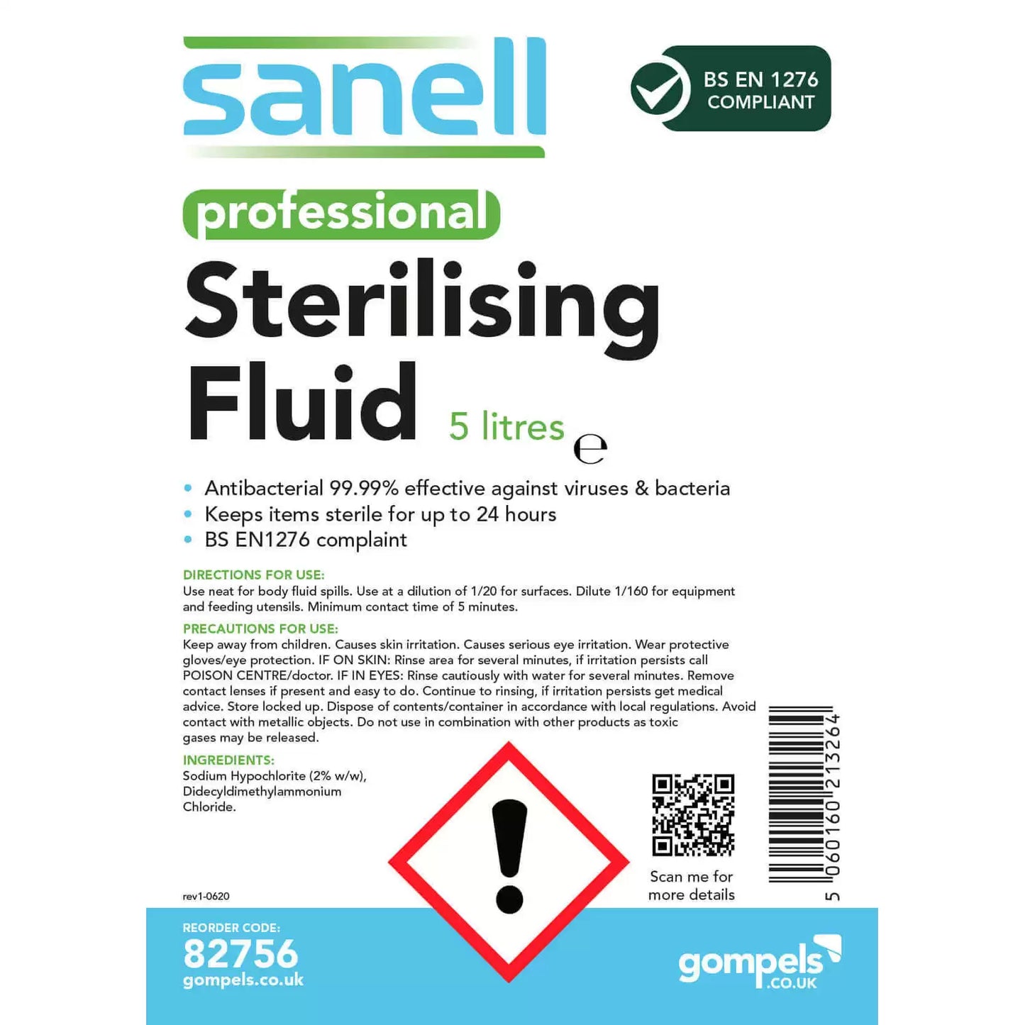 Sanell Sterilising Fluid 5 Litre 2 Pack