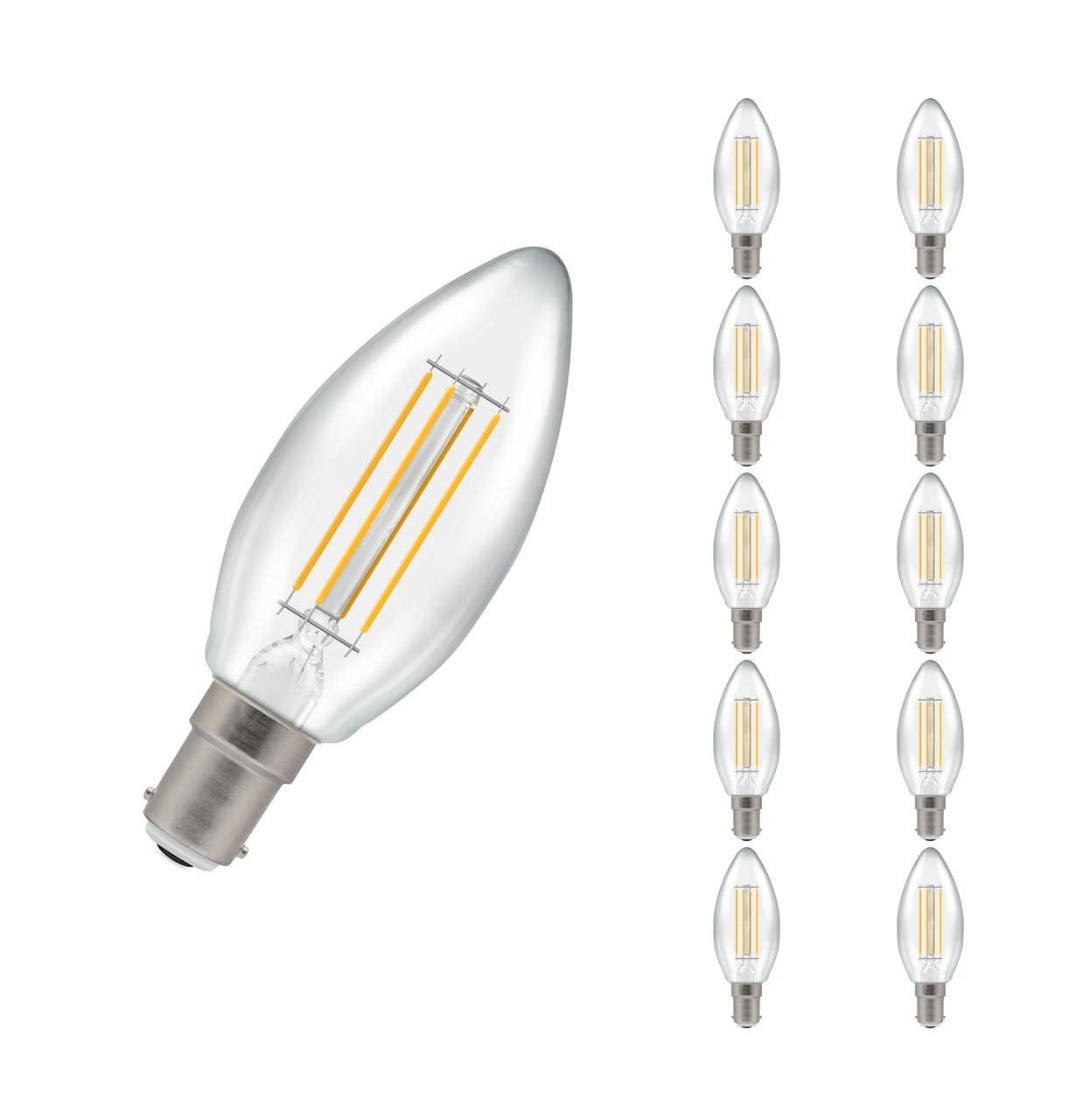 Crompton Lamps LED Candle 5W B15 Dimmable Filament (10 Pack) Warm White Clear (40W Eqv)