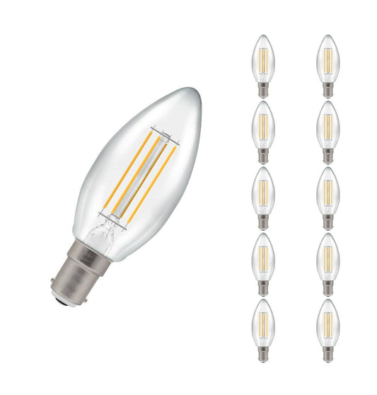 Crompton Lamps LED Candle 5W B15 Dimmable Filament (10 Pack) Warm White Clear (40W Eqv)