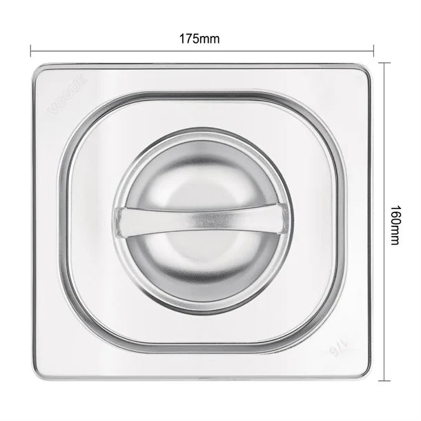 Vogue Stainless Steel 1/6 Gastronorm Lid